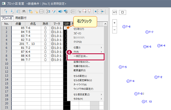 プロット図の配置で、結線と距離を表示させるにはどうしたらよいですか。