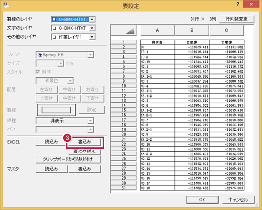 [宅送] 建設CAD》で図面上に座標リスト（座標一覧表）があります 土木工学